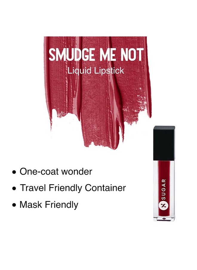 SUGAR Cosmetics أحمر شفاه سائل صغير Sugar Smudge Me Not 10 Drop Dead Red  - Image 5