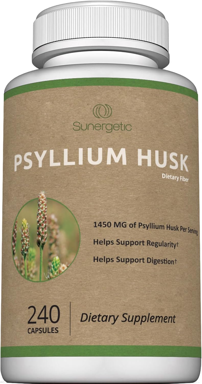 Sunergetic مكمل ألياف قشور السيليوم الفاخر 1450 ملغ 240 كبسولة - Image 1