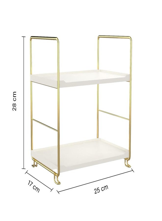 oddpod™ 2-Tier Metal Freestanding Stackable Organizer Rack, Bathroom Countertop Storage Shelves/Multi-Layer Desktop Cosmetics & Kitchen Spice Organizer (Gold) - Image 2