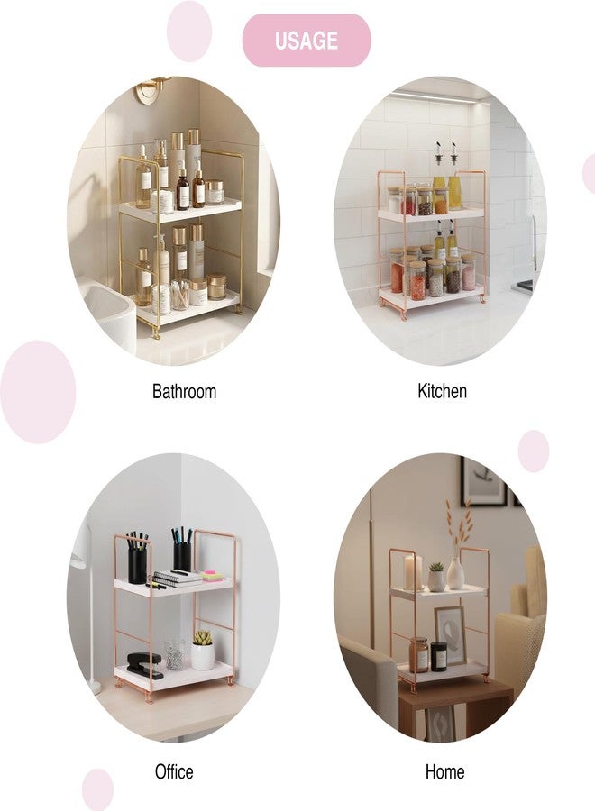oddpod™ 2-Tier Metal Freestanding Stackable Organizer Rack, Bathroom Countertop Storage Shelves/Multi-Layer Desktop Cosmetics & Kitchen Spice Organizer (Gold) - Image 4