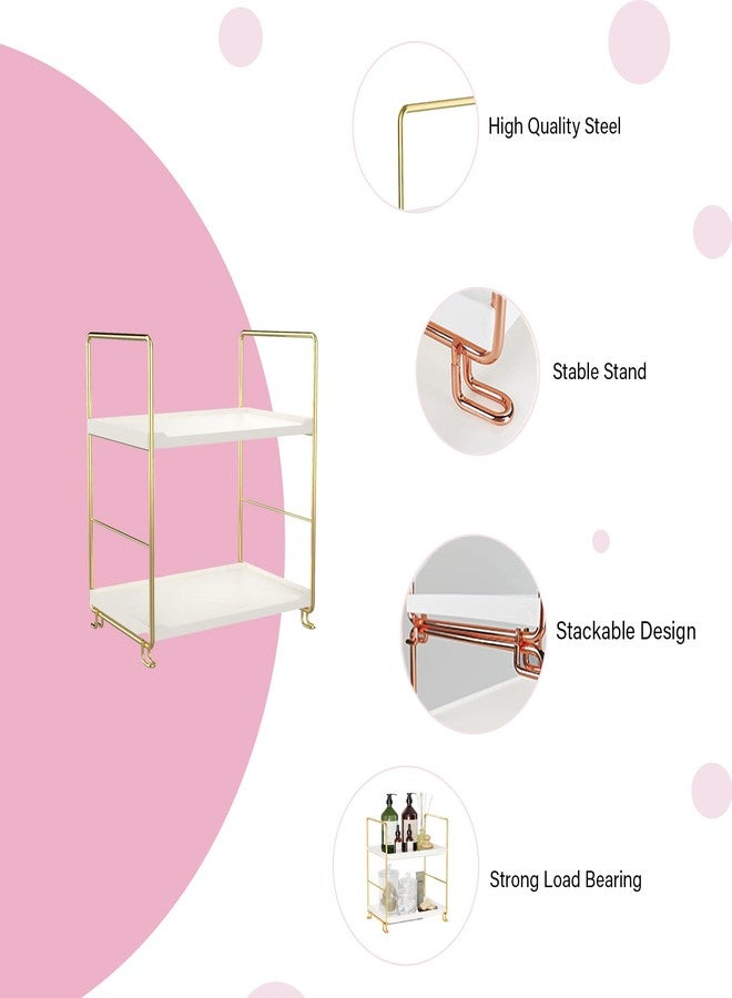 oddpod™ 2-Tier Metal Freestanding Stackable Organizer Rack, Bathroom Countertop Storage Shelves/Multi-Layer Desktop Cosmetics & Kitchen Spice Organizer (Gold) - Image 3