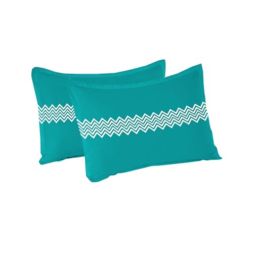 Mytrident Urban Comfort Pillow Covers Set of 2, 144 TC, 100% Cotton, Trippy Triangles Blue - Image 3