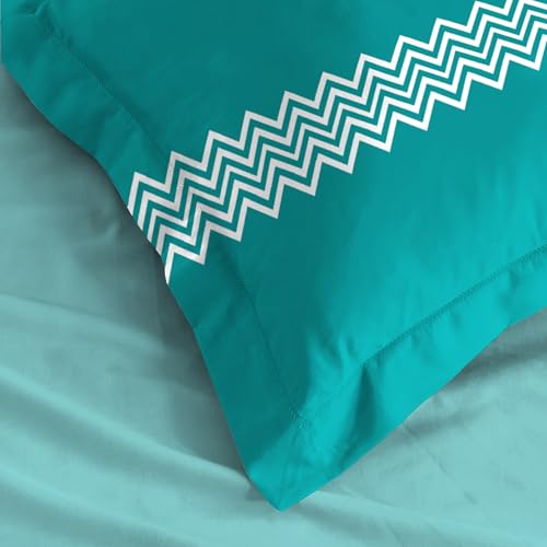 Mytrident Urban Comfort Pillow Covers Set of 2, 144 TC, 100% Cotton, Trippy Triangles Blue - Image 4