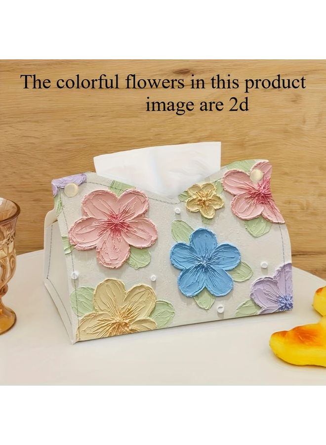 صندوق تنظيم الزهور الملون بأسلوب الرسم الزيتي بتصميم فاخر خفيف لتخزين غرفة المعيشة - Image 2