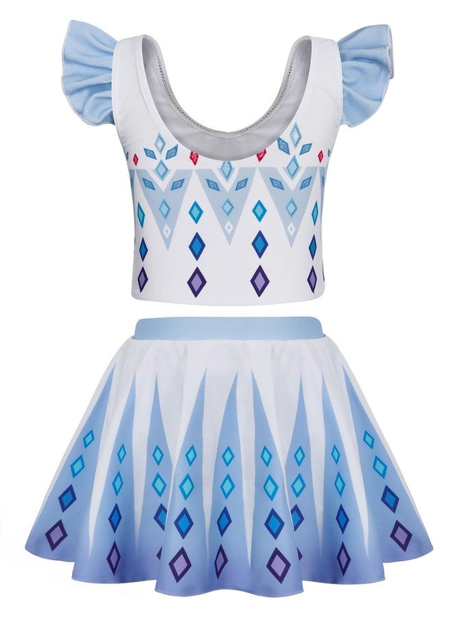 WonderBabe Girls' 2-Piece Tankini Set Princess Swimsuit Tankini Top and Bow Tie Bikini Bottom Beach Swimwear Set & UPF 50+ Protection Size 3-4t White - Image 3
