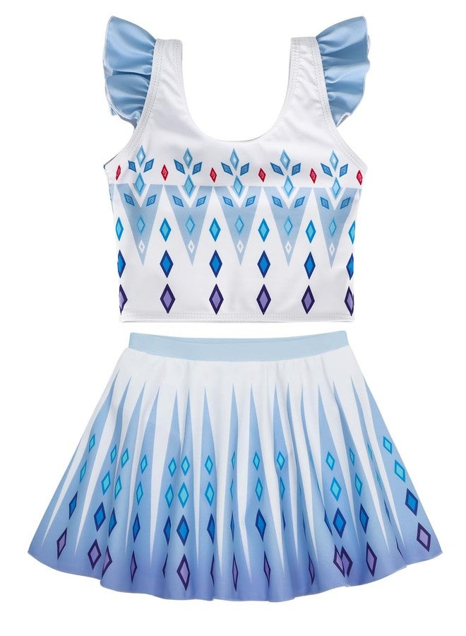 WonderBabe Girls' 2-Piece Tankini Set Princess Swimsuit Tankini Top and Bow Tie Bikini Bottom Beach Swimwear Set & UPF 50+ Protection Size 3-4t White - Image 4
