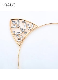 Unique 2 Pieces Crystal Cat Ears Headbands Rhinestone Cat Ear Tiaras for Women Gold Hair Hoop Women Girls Kids Party Decoration Headdress Cosplay Costume Head wear  - Image 4