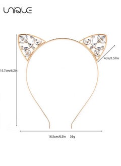 Unique 2 Pieces Crystal Cat Ears Headbands Rhinestone Cat Ear Tiaras for Women Gold Hair Hoop Women Girls Kids Party Decoration Headdress Cosplay Costume Head wear  - Image 2