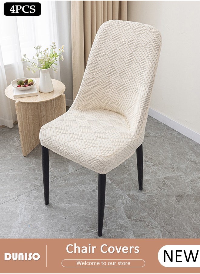 DUNISO 4 Packs Chair Covers, Stretch Jacquard Dining Chair Slipcovers, Removable Washable Chair Protector, Elastic Chair Protector Seat Covers for Hotel Dining Room Ceremony Banquet Wedding Party  - Image 1