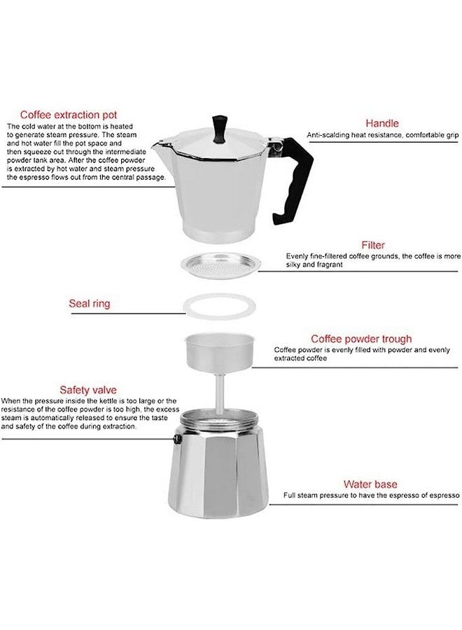 3D CREATIONS 3 cup 150 ML Classic Premium Grade Aluminium Stovetop Percolator/Italian Style Perculator Coffee Maker/Moka Pot/Coffee Brewing/Brew Filter Coffe/Kapi/Brewing Espreso coffee/ - Image 4