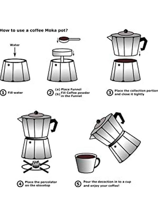 3D CREATIONS 3 cup 150 ML Classic Premium Grade Aluminium Stovetop Percolator/Italian Style Perculator Coffee Maker/Moka Pot/Coffee Brewing/Brew Filter Coffe/Kapi/Brewing Espreso coffee/ - Image 5