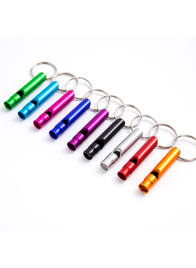 Generic Aluminum Alloy Trumpet Survival Whistle Aluminum Alloy Survival Whistle Toy Aluminum Alloy Pet Whistle Key Chain-Color:Silver - Image 1