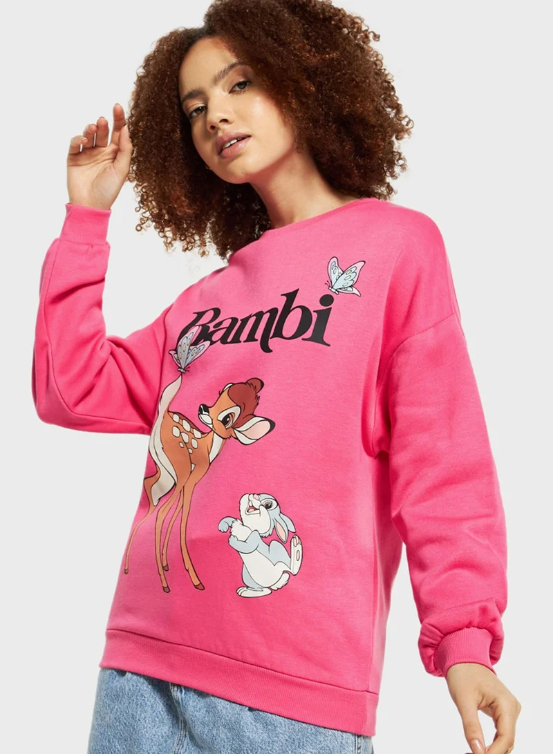 SP Characters Bambi Print Sweatshirt