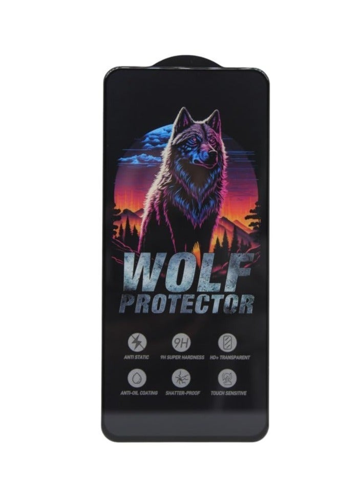 Wolf Protector Design Tempered Glass Screen Protector for Oppo A94 - Clear & Black - Image 1