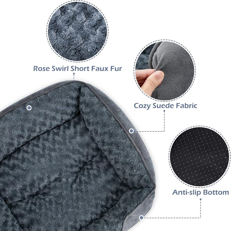 Rectangle Dog Bed for Large Medium Small Dogs Machine Washable Sleeping Dog Sofa Bed Non-Slip Bottom Breathable Soft Puppy Bed Durable Orthopedic Calming Pet Cuddler (M(25"x 21"x 8")) - Image 4