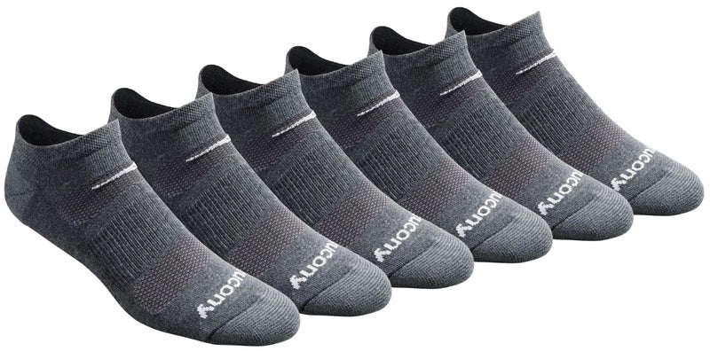 Saucony Men's RunDry Mesh Ventilating Comfort Fit Performance 6, 12, 18 Pairs No-Show Socks, M-XXL, Charcoal Heather (6 Pairs), Large - Image 1
