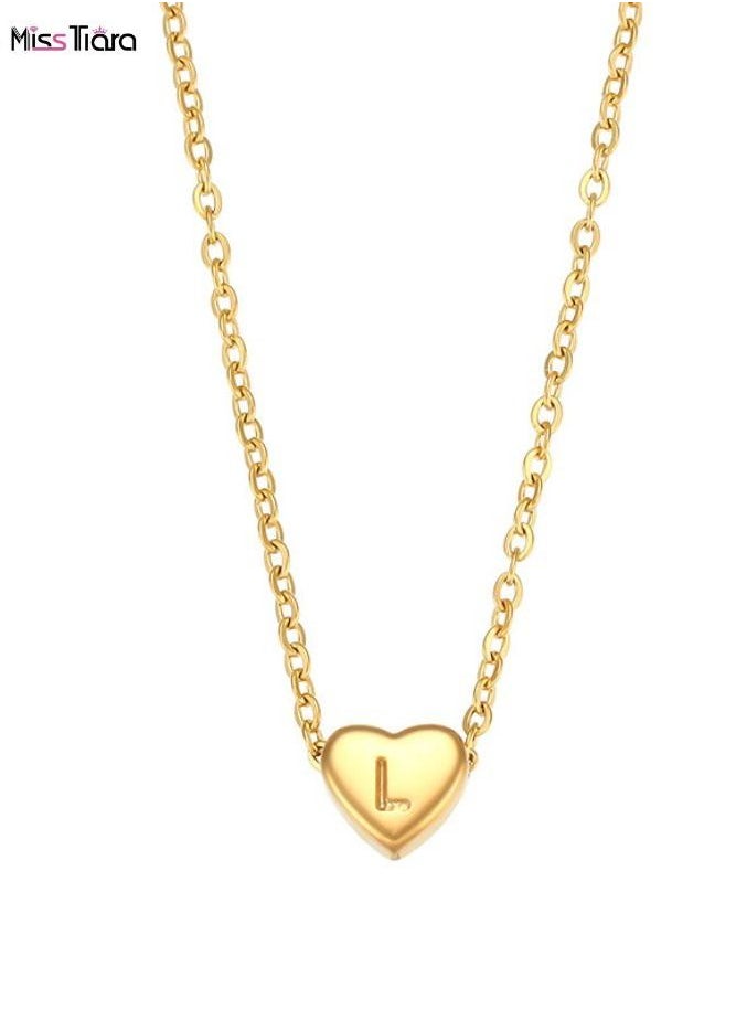 MissTiara - L Letter Heart Shape Design Chain Pendant Necklace for Girl and Women - Image 1