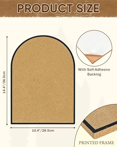 YINGXUN Self-Adhesive Arch Pin Cork Board, 10.4" x 14.4" 1/2" Thick (Black) - Image 2