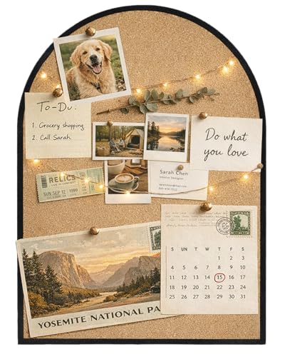 YINGXUN Self-Adhesive Arch Pin Cork Board, 10.4" x 14.4" 1/2" Thick (Black) - Image 1