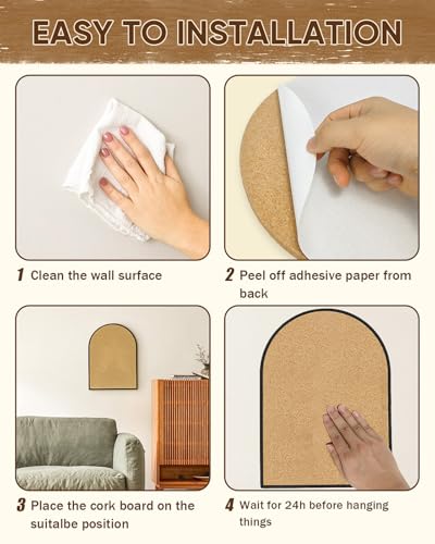 YINGXUN Self-Adhesive Arch Pin Cork Board, 10.4" x 14.4" 1/2" Thick (Black) - Image 4