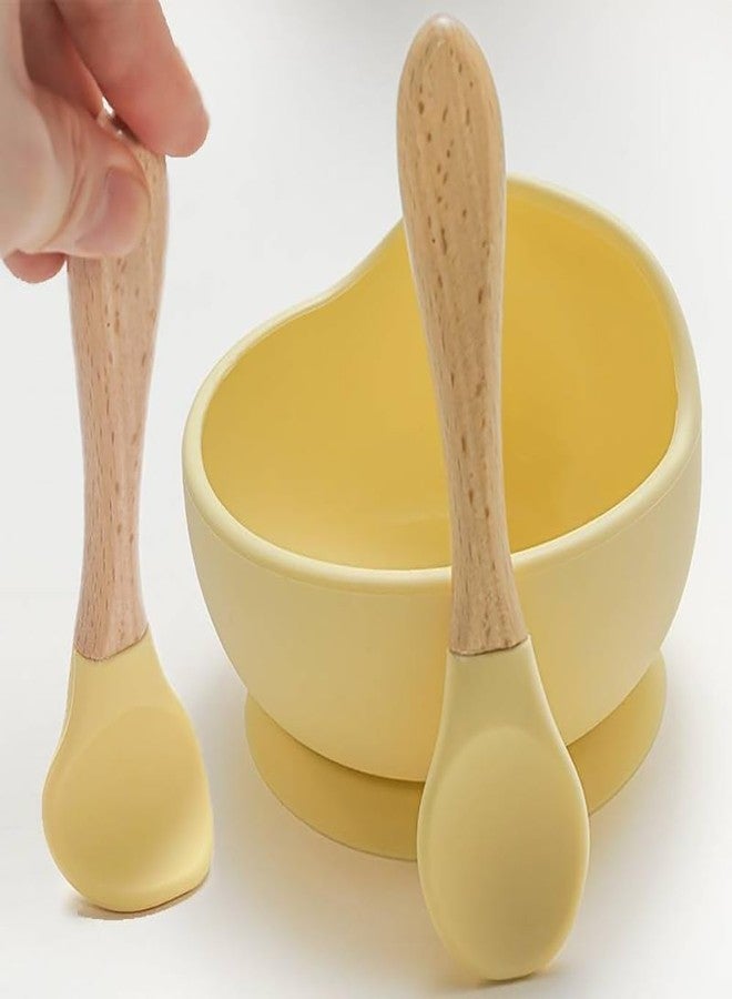 pepplo Food Grade Silicone Baby Feeding Bowl And Spoon Set, Baby Supplementary Food Bowls, Baby Dinner Bowl With Spoon, Tableware For Infant And Young Training Learning To Eat Bowls(Yellow, 1 Bowl + 1 Spoon) - Image 4