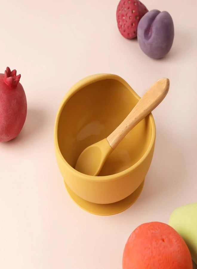 pepplo Food Grade Silicone Baby Feeding Bowl And Spoon Set, Baby Supplementary Food Bowls, Baby Dinner Bowl With Spoon, Tableware For Infant And Young Training Learning To Eat Bowls(Yellow, 1 Bowl + 1 Spoon) - Image 5