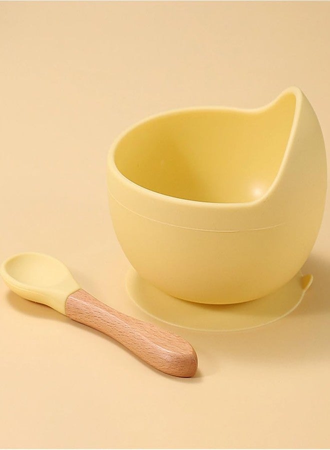 pepplo Food Grade Silicone Baby Feeding Bowl And Spoon Set, Baby Supplementary Food Bowls, Baby Dinner Bowl With Spoon, Tableware For Infant And Young Training Learning To Eat Bowls(Yellow, 1 Bowl + 1 Spoon) - Image 3