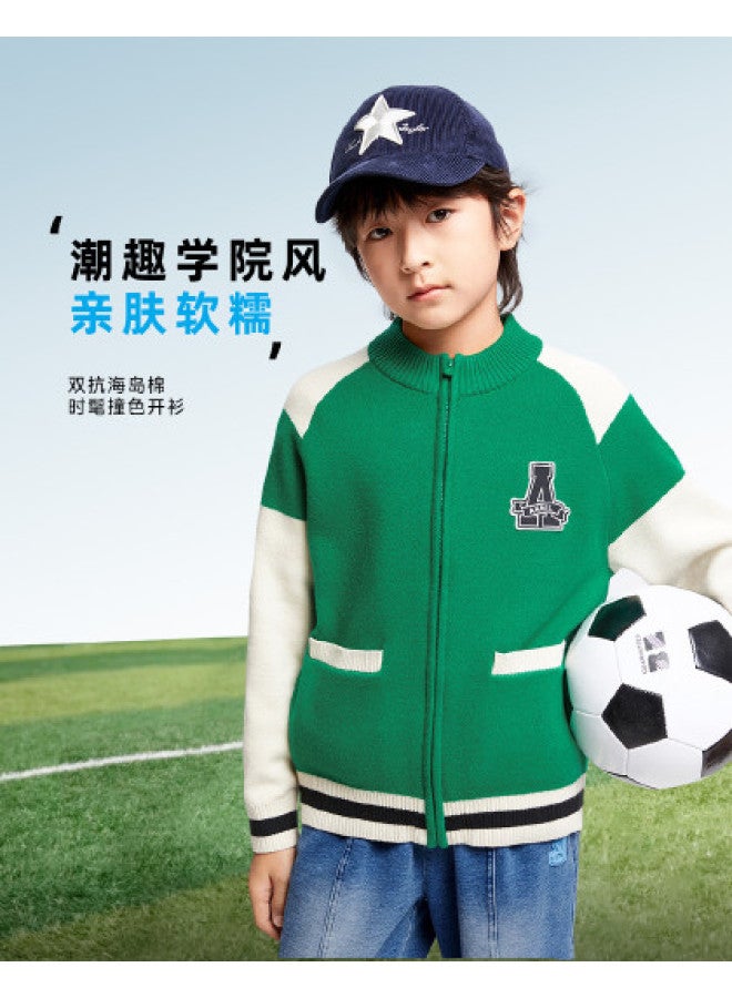 Annil Boys & Girls Knitted Cardigan Autumn Baseball Jacket Sport Coat - Image 1