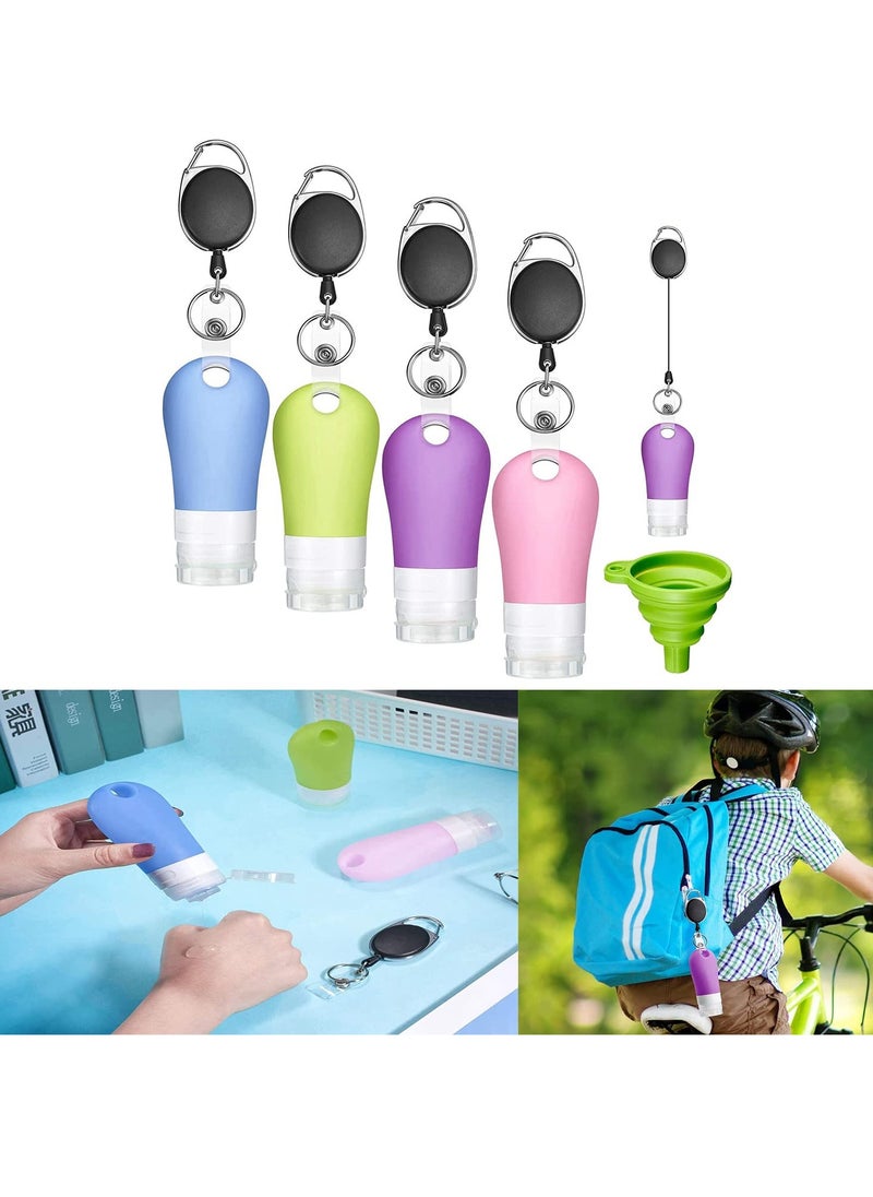 Generic - Silicone Travel Bottle Keychain Set Includes Portable Hand Bottle Container oz Refillable Empty Bottles Retractable Badge Holders and Collapsible Funnel for Outdoor Sports Travel - Image 1
