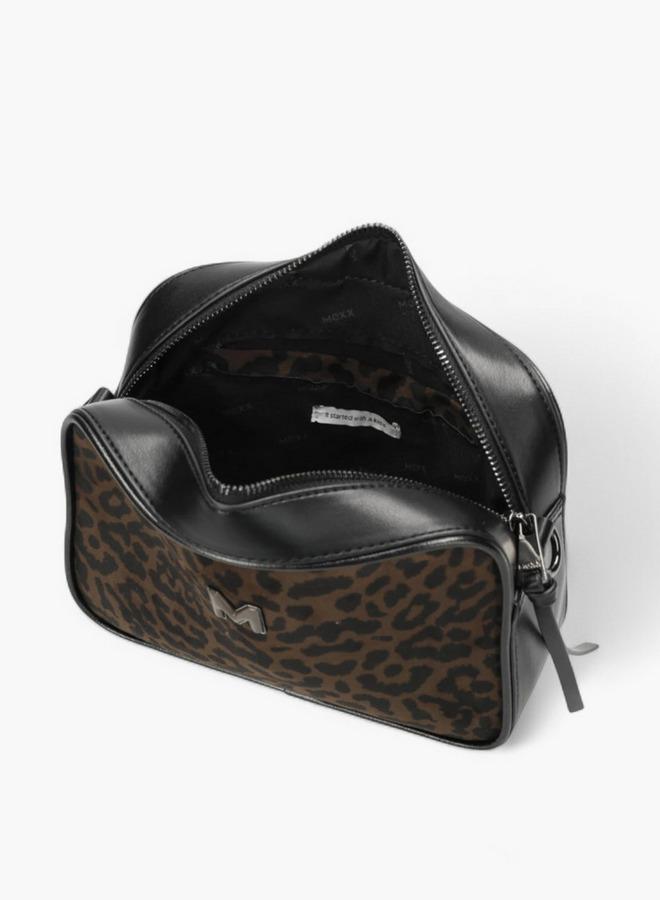 MEXX Animal Print Crossbody Bag with Striped Strap - Image 5