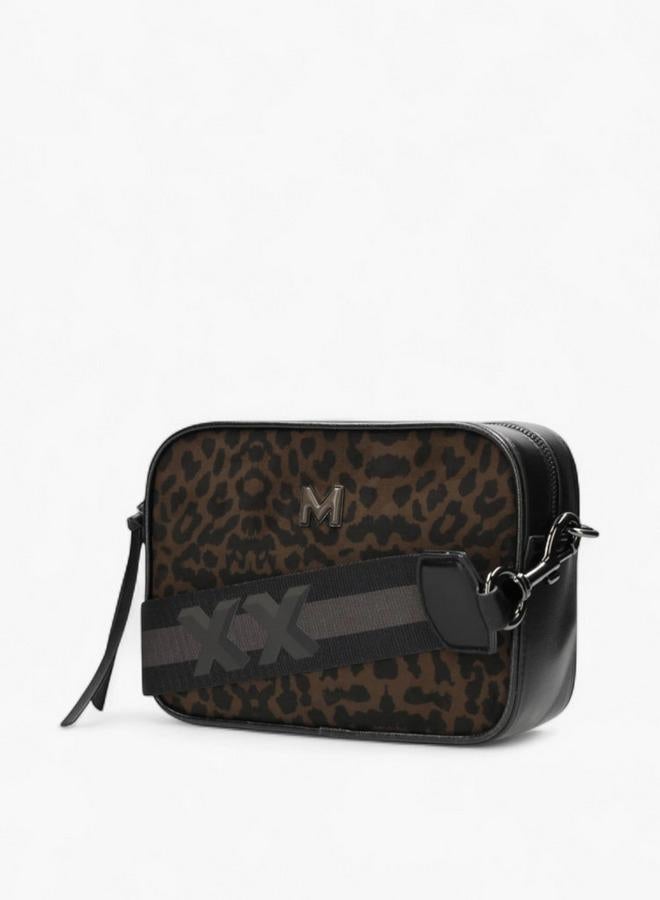 MEXX Animal Print Crossbody Bag with Striped Strap - Image 3