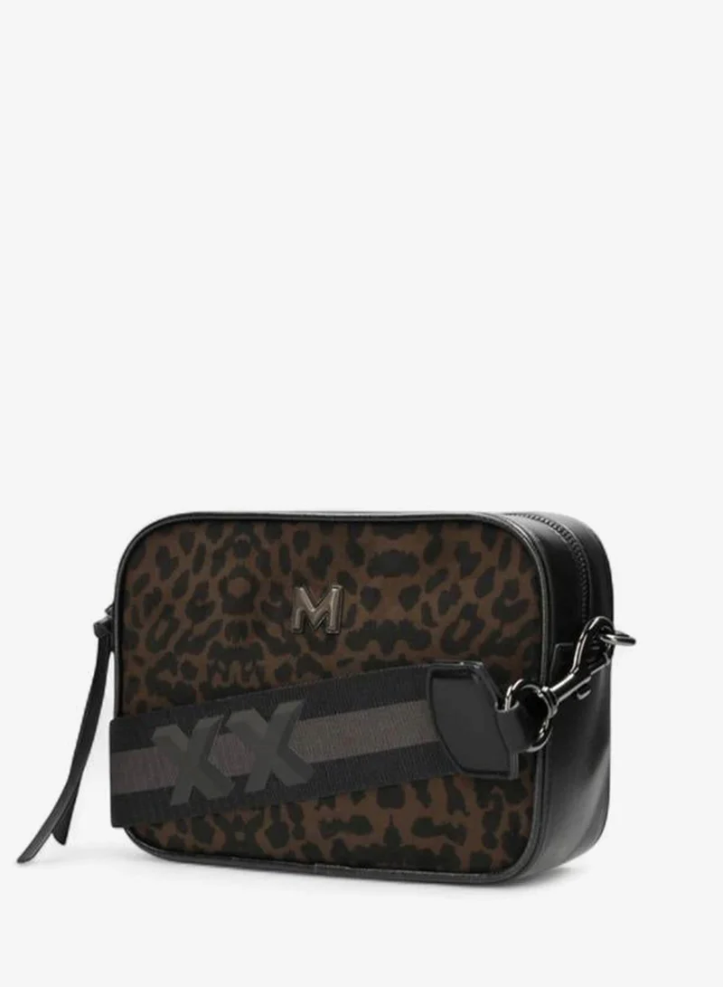 MEXX BROWN Animal Print Crossbody Bag with Striped Strap for Women | Best Price UAE