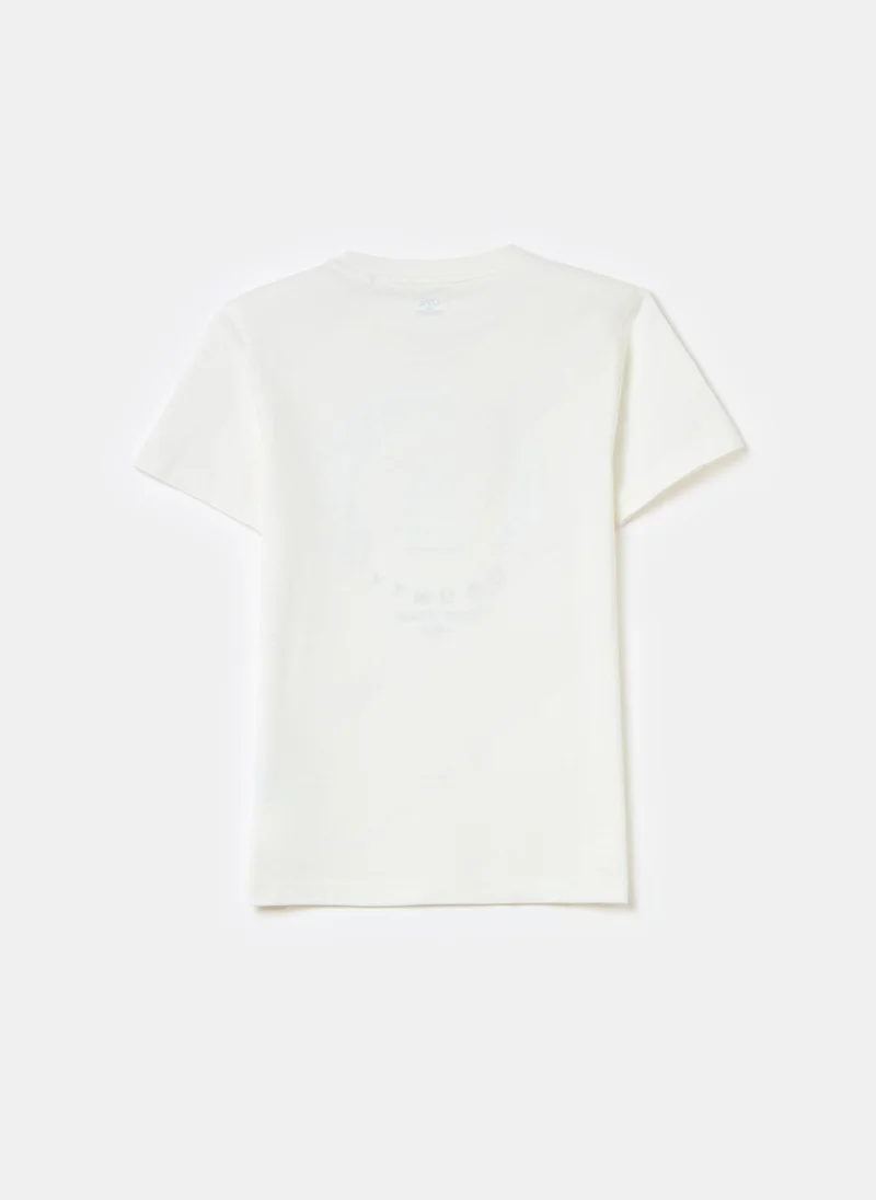 او في اس Printed Cotton T-Shirt