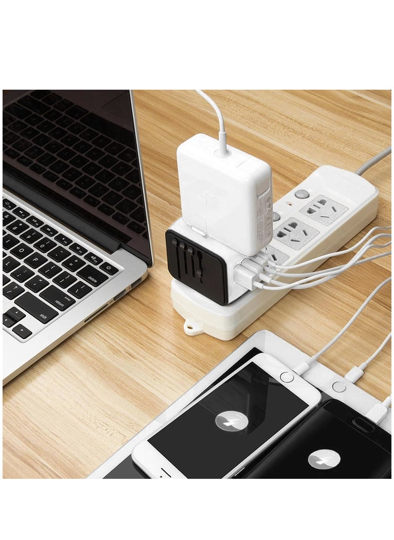 VELOBYTE Universal International Travel Power Adapter with High Speed 2.4A USB, 3.0A Type-C Wall Charger, European Adapter, Worldwide AC Outlet Plugs Adapters for Europe, UK, US, AU, Asia White  - Image 5