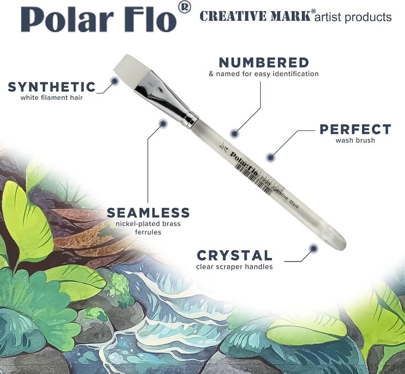 Creative Mark Polar Flo Professional Watercolor Brushes - Fan 6 - Short Handle, Nickel-Plated Seamless Brass Ferrule - Art Paint Brushes for Acrylic Painting, Watercolor, Gouache, and More - Image 2