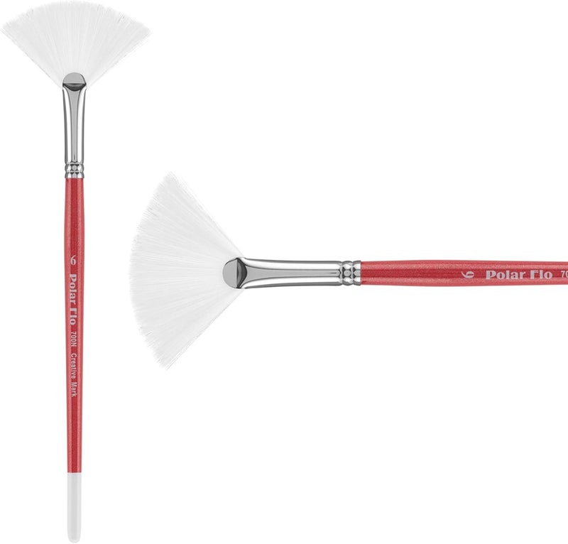 Creative Mark Polar Flo Professional Watercolor Brushes - Fan 6 - Short Handle, Nickel-Plated Seamless Brass Ferrule - Art Paint Brushes for Acrylic Painting, Watercolor, Gouache, and More - Image 1