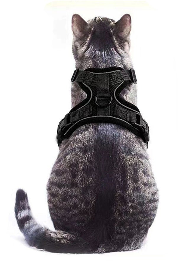 GUSGU - Cat Harness and Leash Set for Walking, Escape Proof Safe Adjustable Kitten Vest Harnesses with Reflective Strips, Easy Control Soft Breathable Mesh Jacket for Growing Kittens, Cats, Puppies Outdoor Use, Black, S - Image 1