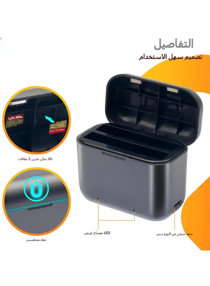 General Battery Charging Fast Charging Center for Insta360 X3 Camera with 2-Channel Fast Battery Charging Storage Station with Misro SD Card Slot and USB Type C Cable (batteries not included)  - Image 2