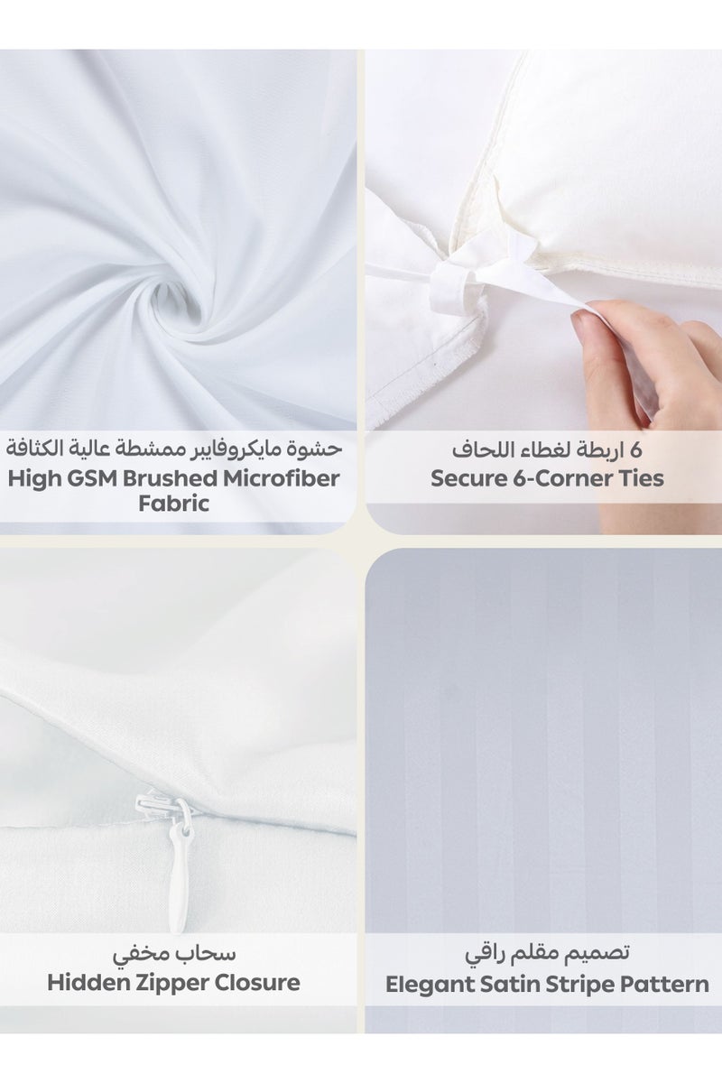 Donetella Striped Duvet Cover Set King Size 260x240 cm - 6-Pcs Bed Set, Microfiber Fabric - 1 Duvet Cover, 1 Fitted Sheet, 2 Pillow Sham, 2 Pillowcase (Filler Not Included) - Image 5