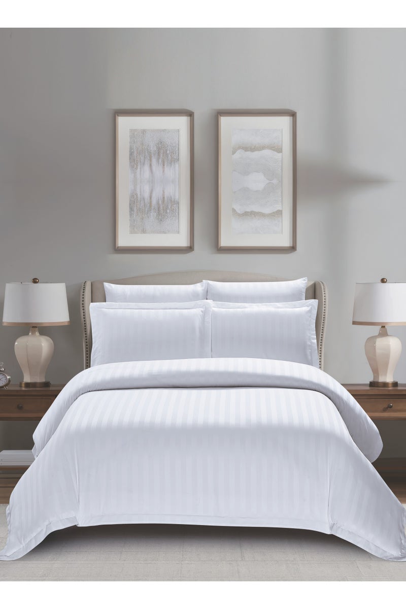 Donetella Striped Duvet Cover Set King Size 260x240 cm - 6-Pcs Bed Set, Microfiber Fabric - 1 Duvet Cover, 1 Fitted Sheet, 2 Pillow Sham, 2 Pillowcase (Filler Not Included) - Image 1