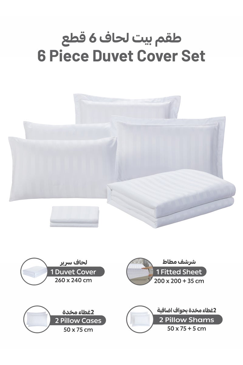 Donetella Striped Duvet Cover Set King Size 260x240 cm - 6-Pcs Bed Set, Microfiber Fabric - 1 Duvet Cover, 1 Fitted Sheet, 2 Pillow Sham, 2 Pillowcase (Filler Not Included) - Image 4