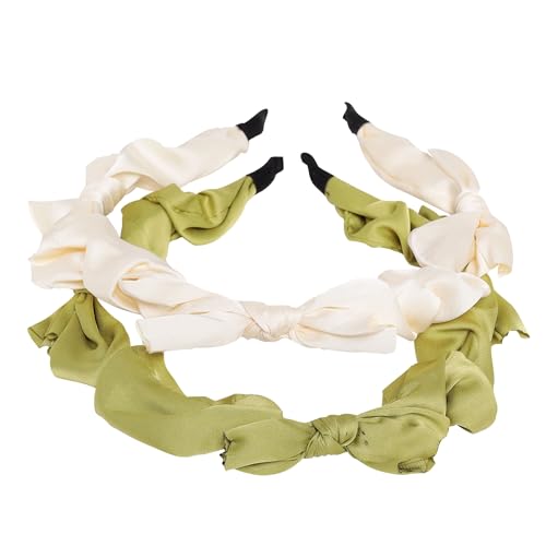Yellow Bee Fashionable Headbands for Girls, Cream and Green, One Size, (Pack of 2) - Image 3