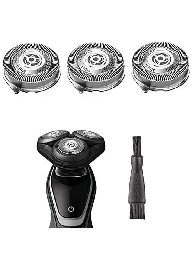 Suleto - Sh50/52 Replacement Heads Fit For Philips Series 5000 Electric Shaver Replacement Blades Head Compatible With Norelco Series 5000 (S5Xxx) Aquatouch (S5Xxx) Powertouch (Pt8Xx Pt7Xx) 3Pack With Brush - Image 1