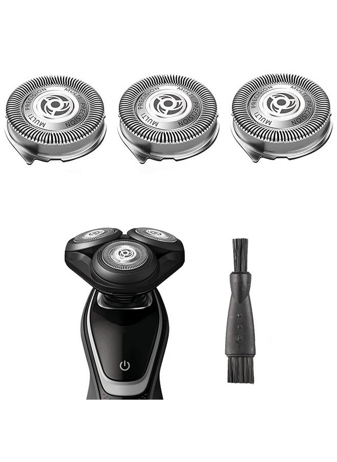 Suleto - Sh50/52 Replacement Heads Fit For Philips Series 5000 Electric Shaver Replacement Blades Head Compatible With Norelco Series 5000 (S5Xxx) Aquatouch (S5Xxx) Powertouch (Pt8Xx Pt7Xx) 3Pack With Brush - Image 1