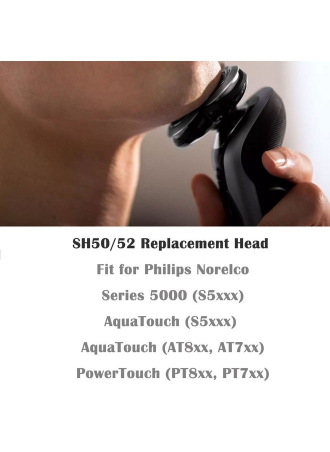 Suleto - Sh50/52 Replacement Heads Fit For Philips Series 5000 Electric Shaver Replacement Blades Head Compatible With Norelco Series 5000 (S5Xxx) Aquatouch (S5Xxx) Powertouch (Pt8Xx Pt7Xx) 3Pack With Brush - Image 1