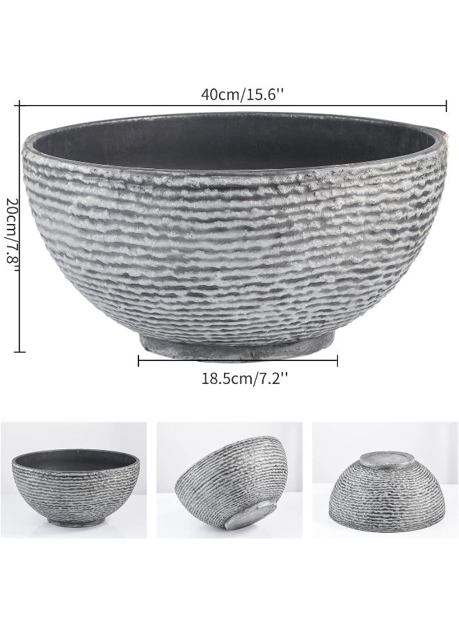 Generic Sungmor  Ash Black Marble Resin Outdoor Low Bowl Planter Bird Bath 15.7 Inch  - Image 4