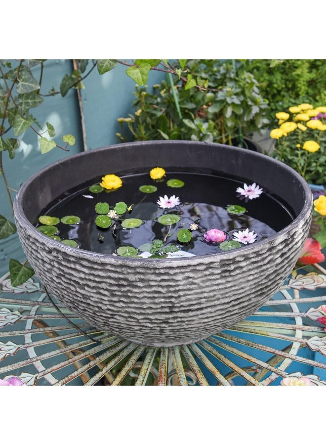 Generic Sungmor  Ash Black Marble Resin Outdoor Low Bowl Planter Bird Bath 15.7 Inch  - Image 1