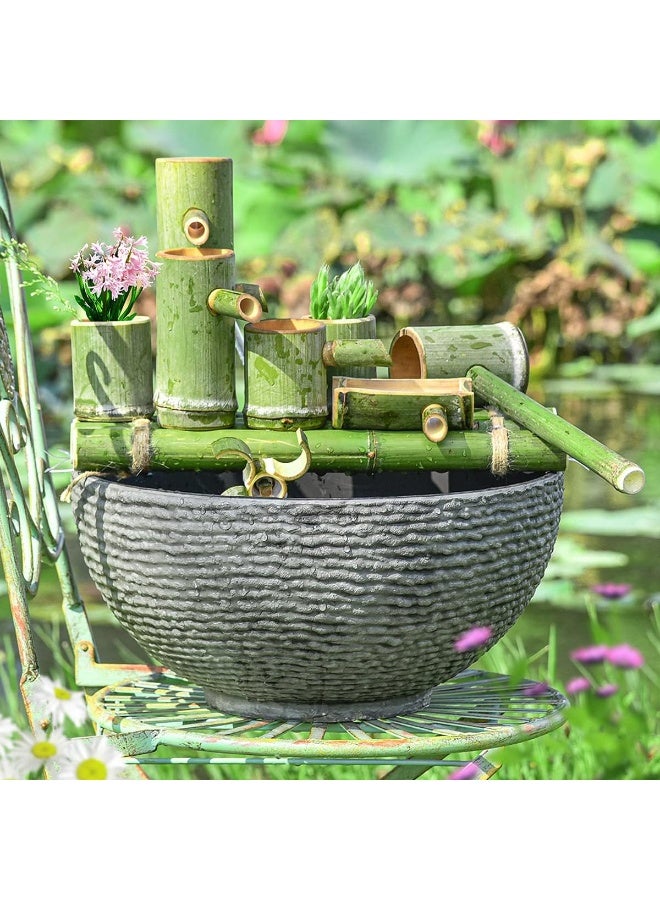 Generic Sungmor  Ash Black Marble Resin Outdoor Low Bowl Planter Bird Bath 15.7 Inch  - Image 2
