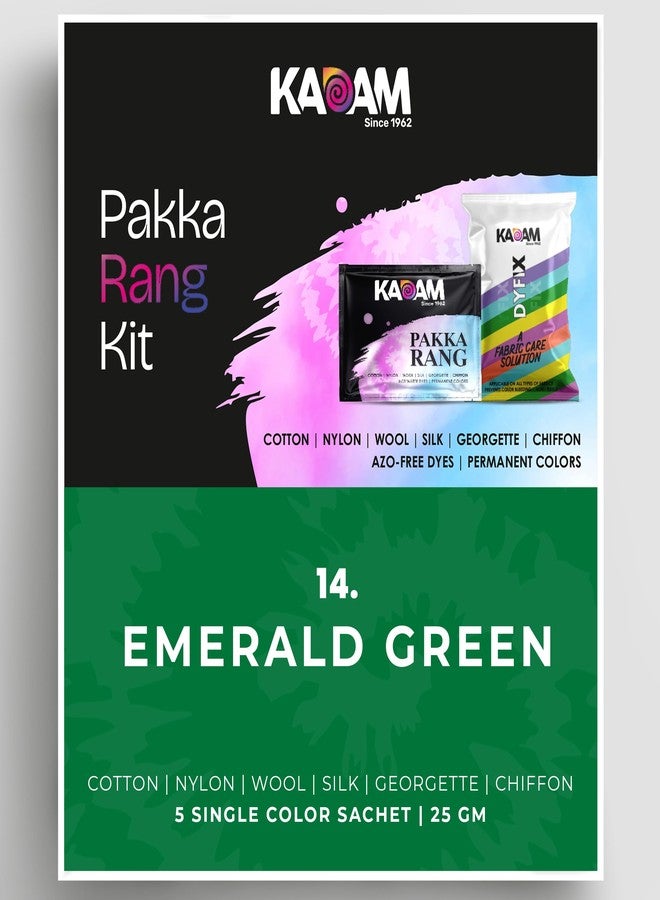 KADAM (LABEL) Kadam Pakka Rang Fabric Dye Colour | Emerald Green | 25g Pack | Includes DyFix Color Fixer | Permanent Fabric Dyes for Old Faded Jeans and Clothes - Image 1