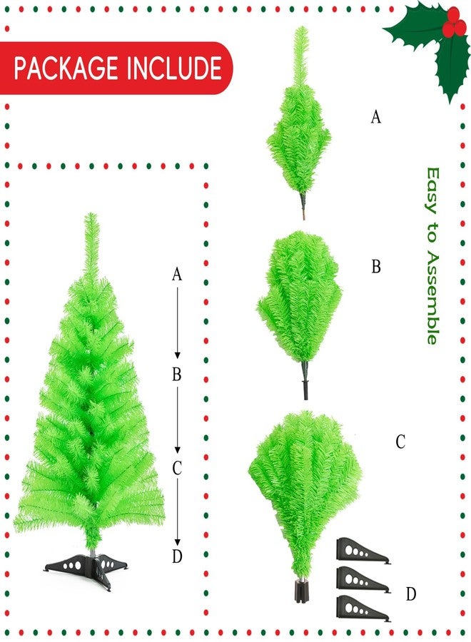 CIPOWM 3FT Artificial Christmas Tree Lime Green Mini Tabletop Christmas Pine Tree with Plastic Stand Small Xmas Tree for Indoor Outdoor Holiday Home Decoration - Image 3
